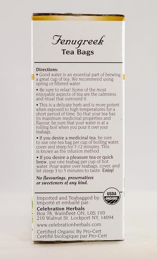 CELEBRATION HERBALS Fenugreek Seed Organic 24 Bag, 0.02 Pound