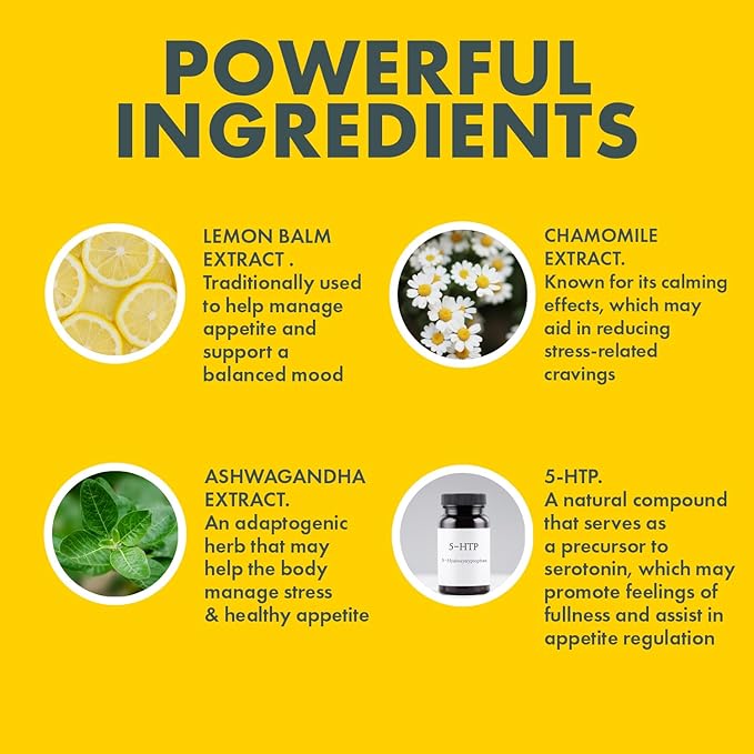 Yes You Can! Appetite Support for Body Weight Management - Healthy Relationship with Food - Includes Natural Ingredients: 5-HTP, Lemon Balm, Chamomile Extract - 30 Capsules, 1 Pack