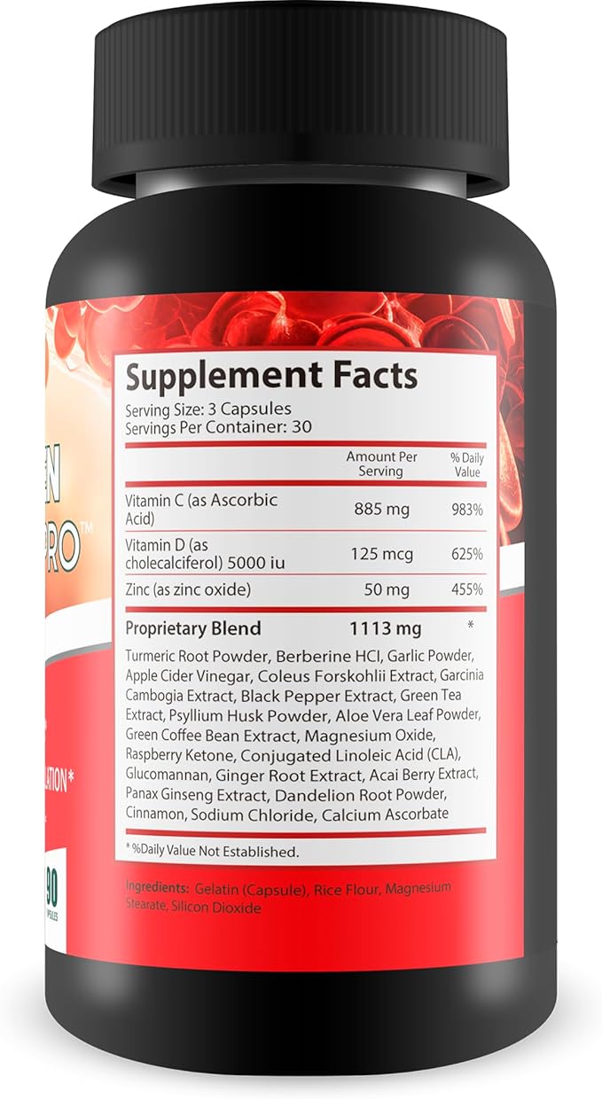 Glycogen Support Pro - Our Best Pancreas Support Antioxidant Blood Health Blood Circulation Supplements - Blood Supplement W/Magnesium Turmeric Vitamin D Vitamin C D Zinc Blood Balance Blood Booster