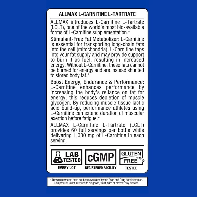 ALLMAX Nutrition L-Carnitine + Tartrate, 120 Capsules