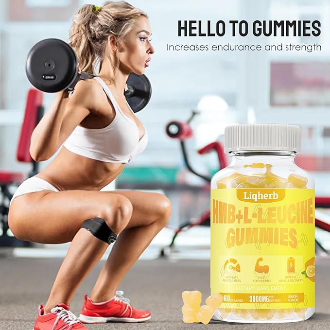 HMB and Leucine Supplements 3000mg, HMB L-Leucine Gummies for Adults, Muscle Recovery, Increase, Improve Endurance, Non GMO, Vegan,Gluten Free, 120