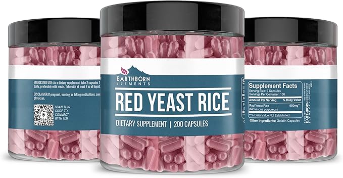 Earthborn Elements Red Yeast Rice 200 Capsules, Pure & Undiluted, No Additives