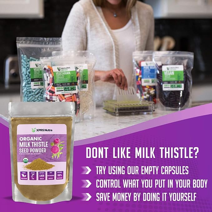 XPRS Nutra Organic Milk Thistle Seed Powder - Premium Milk Thistle Powder Rich in Silymarin and Antioxidants - Milk Thistle Seeds Support Liver Health - Vegan Friendly Milk Thistle Organic (16 Ounce)