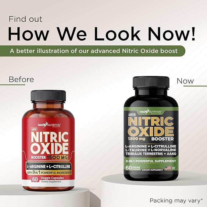 Gade Nutrition Nitric Oxide Supplement - L Arginine Capsules – Helps to Improve Energy, Endurance & Performance - Pre Workout - Muscle Builder - with All Essential Amino Acid and Maca Root