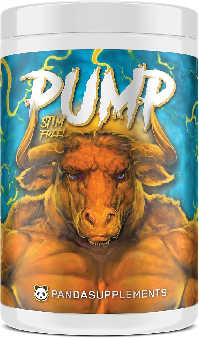 Panda Supps Pump: Stimulant-Free Pre-Workout, No-Clump Formula w/10G L-Citrulline Malate, Alpha GPC, Lions Mane,CognatiQ™, AmentoPump™ 40 Scoops (Peach Gummy Rings)