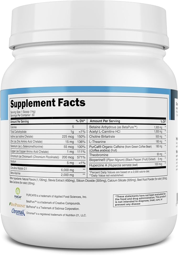 Transparent Labs Lean Pre-Workout - Body Recomposition Pre Workout for Men and Women with Acetyl L-Carnitine, Beta Alanine Powder, & PurCaf Organic Caffeine Powder - 30 Servings, Tropical Punch