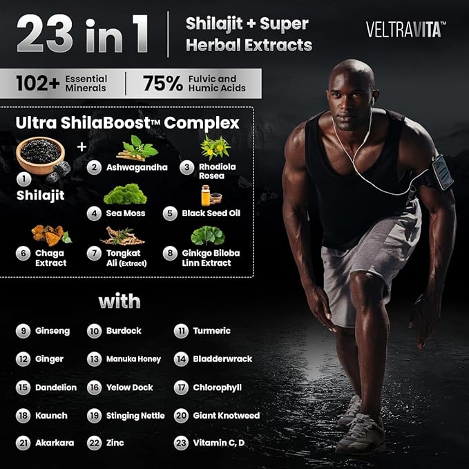 28000 mg, 23-in-1, Himalayan Shilajit for Men, Ashwagandha Gummies Platinum, Irish Sea Moss Gel, Black Seed Oil, Manuka Honey medical grade, Tongkat Ali, Rhodiola Rosea Supplement, No Sugar, Lab Test