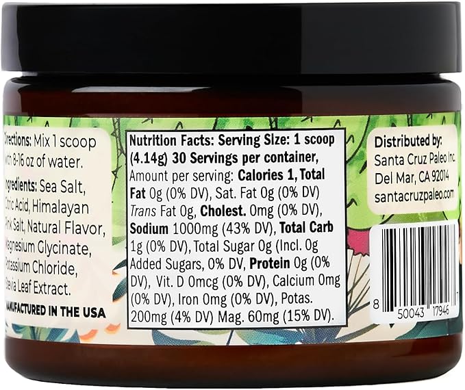 Santa Cruz Paleo Electrolyte Powder Prickly Pear with Himalayan & Sea Salt, Magnesium, Potassium, Sugar-Free, 30 Servings