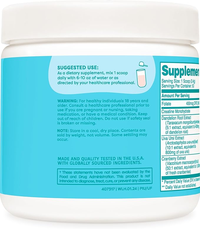 Pump-It-Up Creatine (50 Servings, Unflavored) - Creatine Monohydrate with Dandelion, Uva Ursi, & Cranberry Extract