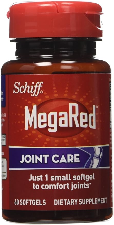 Omega-3 Krill Oil and Joint Supplement - Megared Joint Care 60 softgels - EPA/DHA fatty acids, Antioxidants, Hyaluronic acid, No fishy burp aftertaste as with Fish Oil