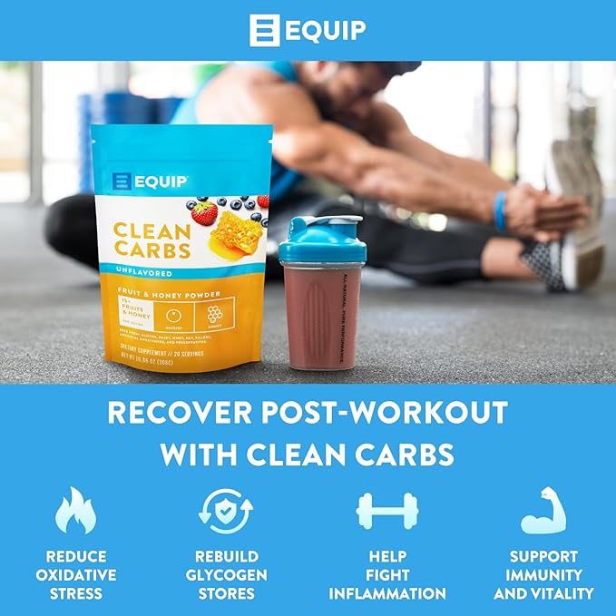 Equip Foods Clean Carbs | 15+ Fruits and Honey Superfood Powder | Post Workout Recovery Powder | Antioxidants, Carbohydrate Supplement | Immune Support Carb Cleaner | 20 Servings, Unflavored