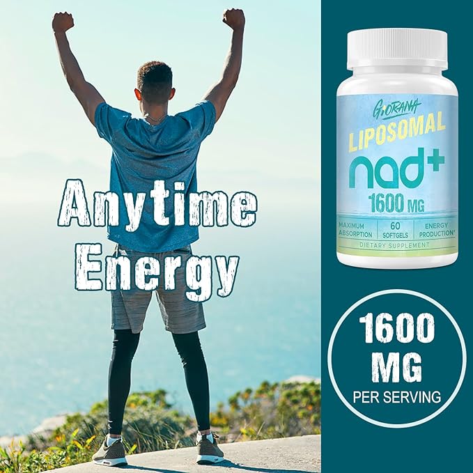 1600 MG Liposomal NAD+ Supplement, NAD+ Boosting Supplement,Similar to Nicotinamide Riboside,Superior Absorption,Vitamin B3 for Aging Defense,Longevity,Energy,Repair,60 Softgels