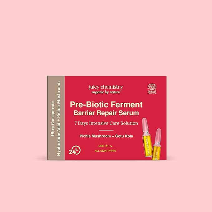 Juicy Chemistry Prebiotic Ferment Barrier Repair Face Serum - Made With Gotu Kola And Hyaluronic Acid | Certified Natural (14 Ml (Pack Of 1) Yellow)