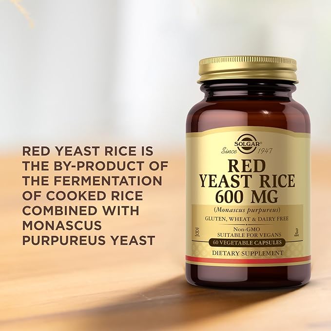 Solgar Red Yeast Rice 600 mg - 60 Vegetable Capsules - Non-GMO, Vegan, Gluten Free, Dairy Free, Kosher - 30 Servings