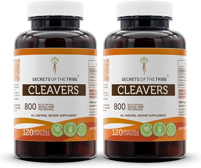 Secrets of the Tribe Cleavers 120 Capsules(2 pcs.), 800 mg, Cleavers (Galium aparine) Dried herb (2x120 Capsules)