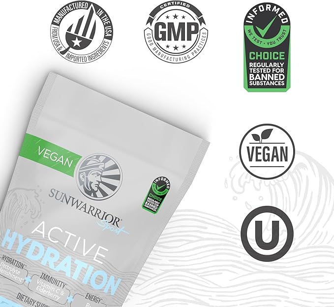 Sunwarrior Vegan Hydration Blend Electrolyes Supplement | Elderberry Coconut Water Real Salt Soy Free Sugar Free Synthetic Free Gluten Free Dairy Free | Coconut Berry 30 Servings | Active Hydration