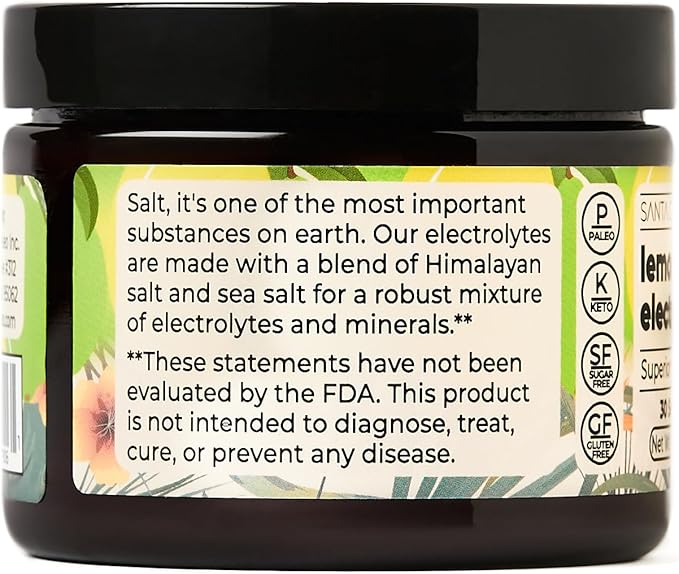 Santa Cruz Paleo Electrolyte Powder Lemon Lime with Himalayan & Sea Salt, Magnesium, Potassium, Sugar-Free, 30 Servings