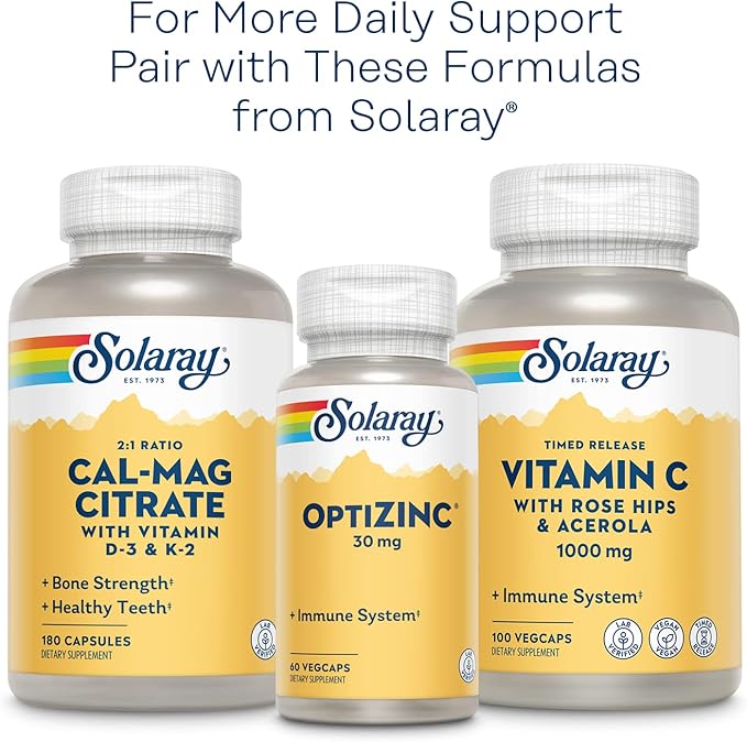 SOLARAY Vitamin B Complex 100 mg, Healthy Energy Supplement, Red Blood Cell Formation, Nerve & Immune Support, Super B Complex Vitamins with Folic Acid, Vitamin B6, B12, Biotin & More, Vegan, 50ct