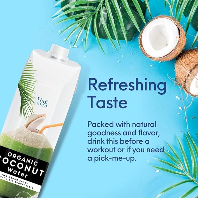 Thai Coco - Organic Natural Coconut Water No Sugar Added - 33.8 fl. oz. 2 Pk