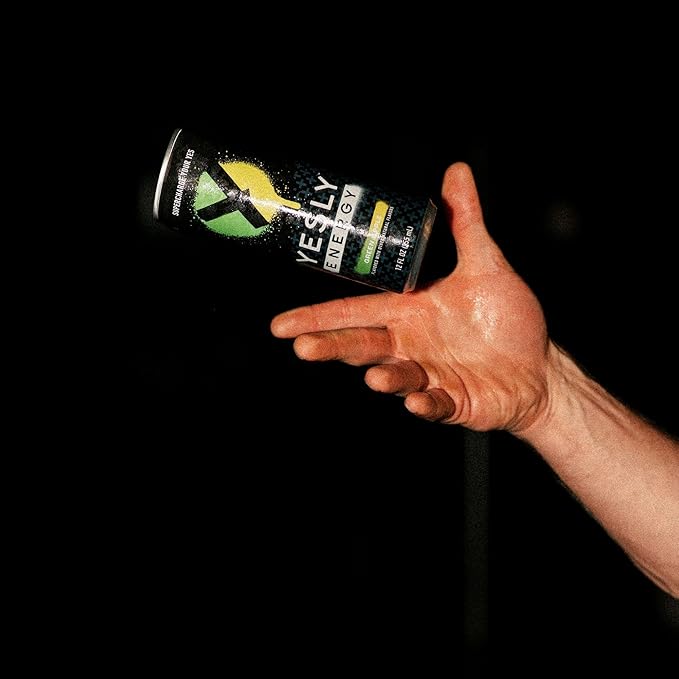 Yesly Energy Drink, Green Apple, Naturally Flavored Sparkling Energy Water With Electrolytes, Magnesium, Potassium, Vitamin C, B6 & B12, Natural Caffeine From Green Tea, 12 Fl Oz Cans, 12 Pack