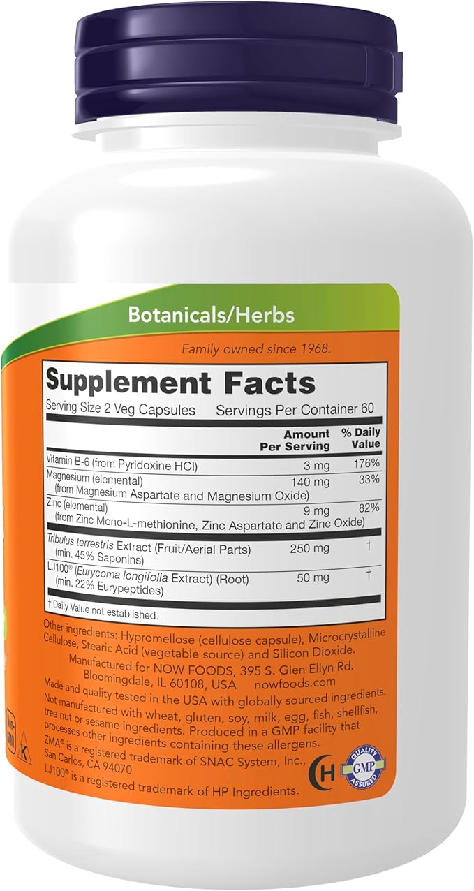 NOW Foods Supplements, TestoJack™ 100 with LJ100®, a potent standardized extract of Tongkat Ali (Eurycoma longifolia), Tribulus and ZMA®, 120 Veg Capsules