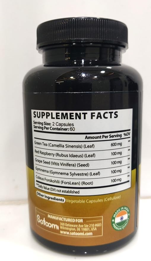 5in1 Organic Green Tea Extract with EGCG- 14200mg per Serving - Blended Raspberry, Grape Seed, Gymnema & Coleus Forskohlii - Support Heart, Body Balance & Immune for 2 Months