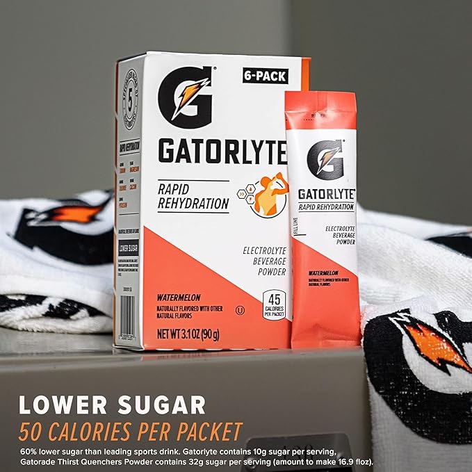 Gatorlyte Rapid Rehydration Electrolyte Beverage, Variety Pack, Lower Sugar, Specialized Blend of 5 Electrolytes, No Artificial Sweeteners or Flavors, 18 pack, 1 pack mixes with 16.9oz (500ml) water