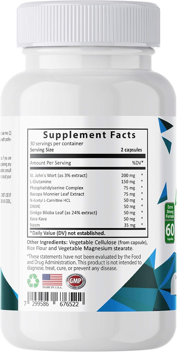 Limitless Brain Boost (60 caps) - Memory, Focus, Mental Clarity - Nootropics Scientific Formula for Enhance Performance, Super Ginkgo Biloba, St John Wort Extract, DMAE