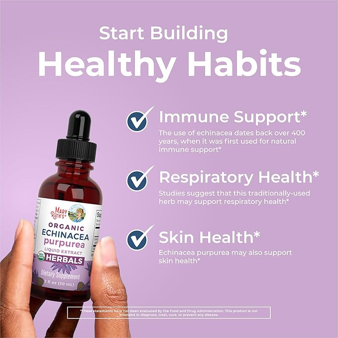MaryRuth Organics Herbal Supplement Drop | Immune Support | USDA Echinacea Purpurea Liquid | Immune Support | Skin Health | Vegan | Non-GMO | Gluten Free | 1 Fl Oz