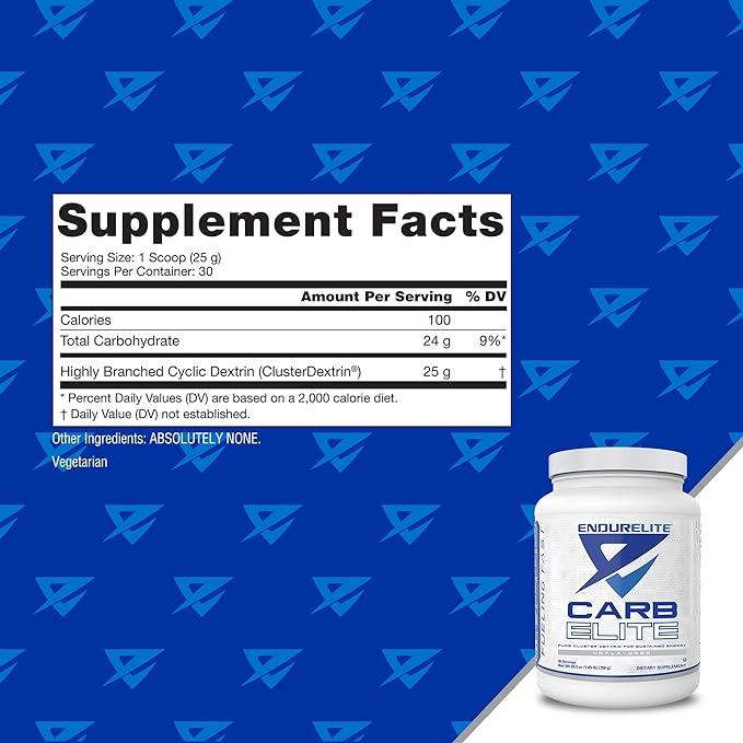 EndurElite Carb Elite- Pure Cluster Dextrin for Sustained Energy- Carbohydrate Powder - Unflavored- 30 Servings