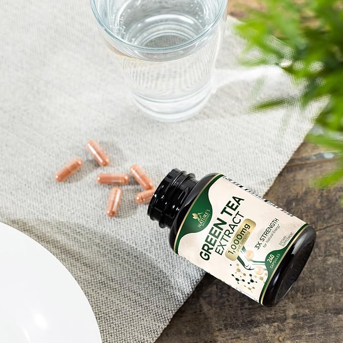 Green Tea Extract Supplement Pills 1000mg - 98% Standardized EGCG with Polyphenols - 3X Strength for Natural Energy - Supports Heart and Antioxidant Health - Nature's Gentle Caffeine - 60 Capsules