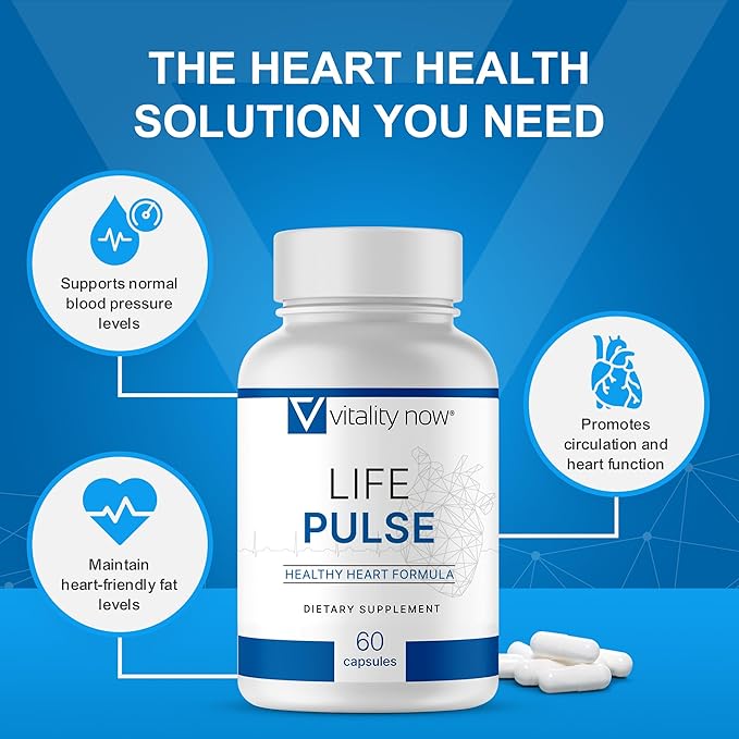 Life Pulse Natural Heart Health Supplement – 7 Power Ingredients for Blood Pressure & Cardiovascular Support – Non-GMO Formula for Men & Women – Made by Former NASA Scientist (Pack of 1)