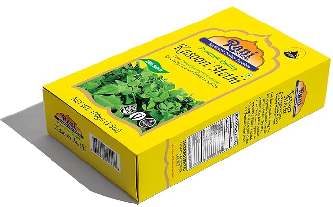 Rani Fenugreek Leaves Dried (Kasoori Methi) 3.5oz (100g) ~ All Natural | Vegan | Gluten Friendly | NON-GMO | Indian Origin