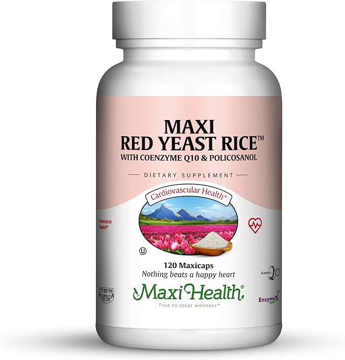 Maxi Health Kosher Maxi Red Yeast Rice with Coenzyme Q10 & Policosanol (Unflavored 120 Count (Pack of 1))