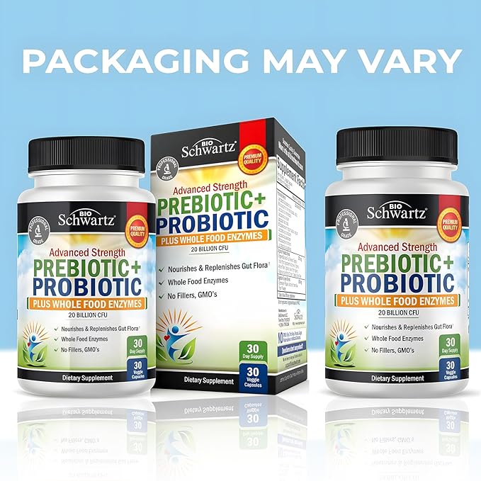Prebiotics and Probiotics with Whole Food Enzymes for Adults Women & Men - Probiotics Lactobacillus Acidophilus - Digestive Health Capsules Shelf Stable Supplement - Non-GMO Gluten & Dairy Free -30ct