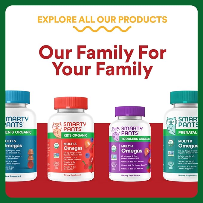 SmartyPants Fiber Supplement & Multivitamin for Men & Women - Improved Formula: Prebiotic Fiber Gummies with Omega 3 (DHA/EPA), Vitamin D3, C, Vitamin B12, B6, A, K & Zinc, 90 Count (30 Day Supply)