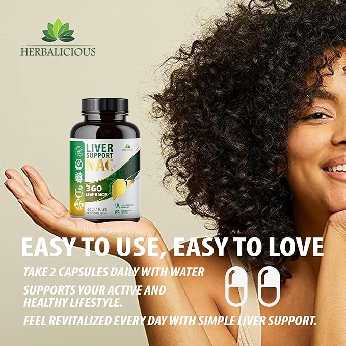 Liver Support NAC 360 Defence Capsules – Liver Detox with NAC, Milk Thistle, Dandelion Root, Turmeric, Choline, Zinc, and Chanca Piedra – Promotes Liver Health and Cellular Protection – 120 Capsules