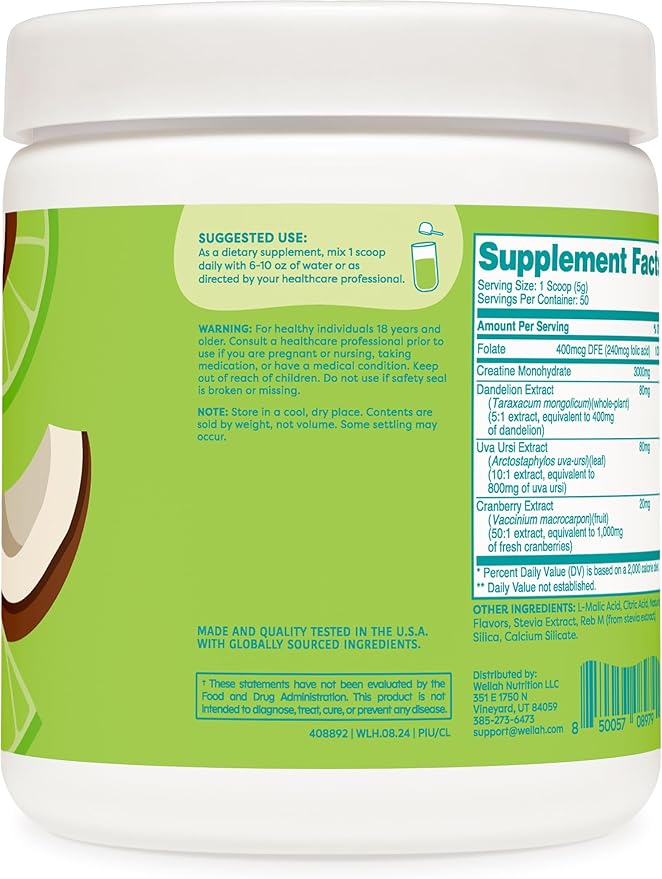 Pump-It-Up Creatine (50 Servings, Coconut Lime) - Creatine Monohydrate with Dandelion, Uva Ursi, & Cranberry Extract