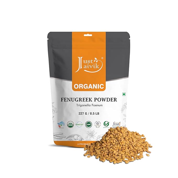 Just Jaivik 100% Organic Fenugreek Powder 0.5 lb / 227 gm / 08 oz | Trigonella Foenum Methi Powder | Supports Healthy Digestive System & Boosts Immunity | USDA Certified Organic