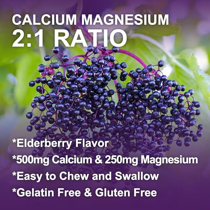 Calcium Magnesium Zinc Gummies with Vitamin D3 - High Absorption Complex Calcium Supplement with Sea Moss, Elderberry for Bone, Muscles, Immune, Mood & Sleep Support, Vegan - 60 Gummies
