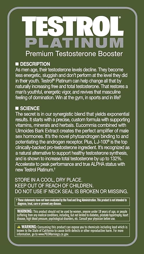Testrol Platinum, Test Booster for Men by GAT Sport Stamina + Libido + Testosterone Boost, Boron, Vitamin D, Zinc, 60 Tablets