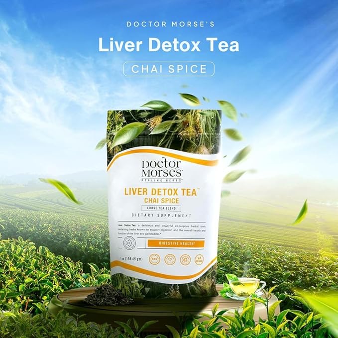 Doctor Morse's Liver Detox Tea - Loose Blend Herbal Chai Spice - Naturopath Formulated Caffeine Free & Vegan - Roasted Dandelion Root, Burdock, Cardamom, Pepper, Ginger - 7oz, 86 Servings