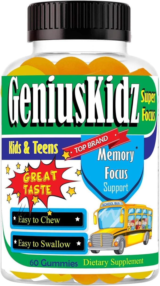 Celebrity Lifestyle Product Brain Support Focus Supplement for Kid and Teens Omega 3 Gummy Vitamin Memory and Attention, Brain Booster, Kid Focus Attention Supplement(1 Bottle) DHA 60ct