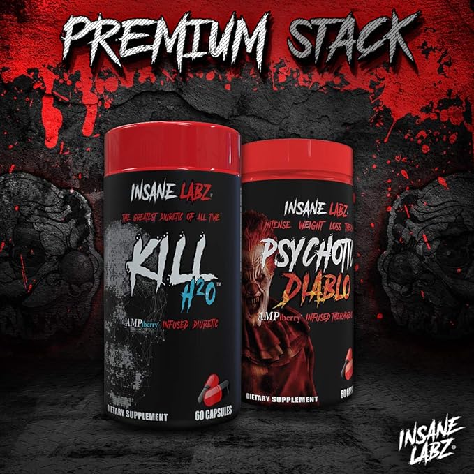 Insane Labz Kill H2O, AMPiberry Infused Diuretic, Reduce Water Retention and Bloating Relief with Dandelion Root and Green Tea Extract, 20 Servings