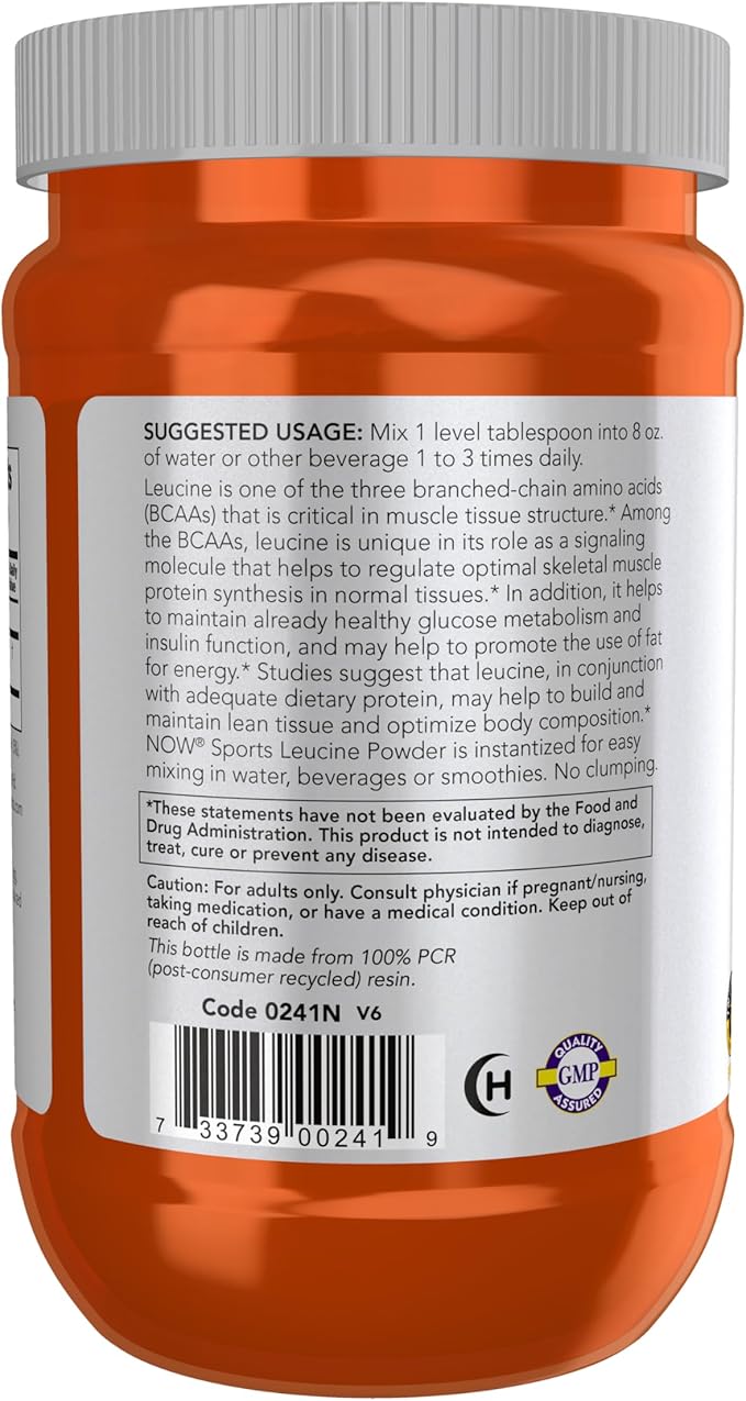 NOW Foods Sports Nutrition, L-Leucine Powder, Builds Lean Tissue*, Amino Acids, 9-Ounce