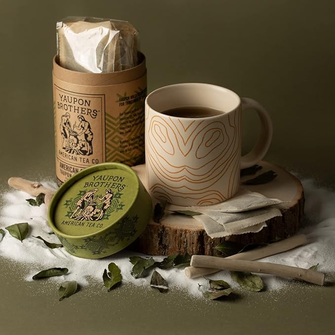 Yaupon Brothers American Green Yaupon Tea - 16 Eco-Friendly Organic Green Tea Bags Crafted from Antioxidant Rich Yaupon Organic Leaves - Caffeinated in Fiber Bags