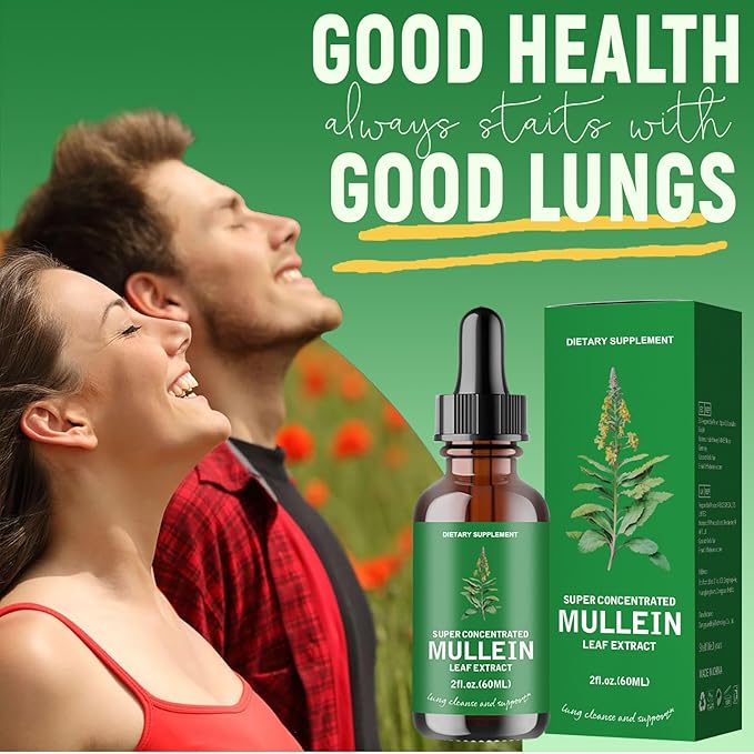 2 Pack Mullein Leaf Extract - Support Lung Cleanse,Tincture Drops | Non-GMO, Vegetarian - Support Lung Cleanse & Respiratory Function for Healthy Breathing