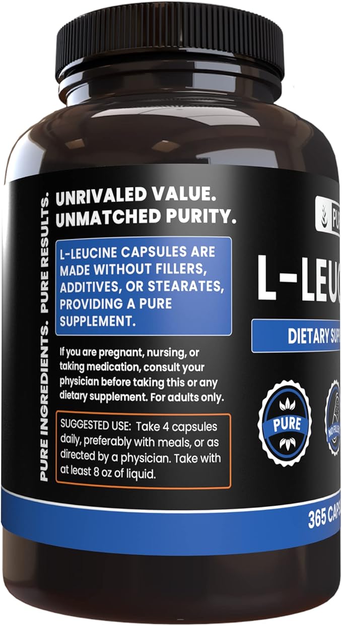 Pure Original Ingredients L-Leucine (365 Capsules) No Magnesium Or Rice Fillers, Always Pure, Lab Verified