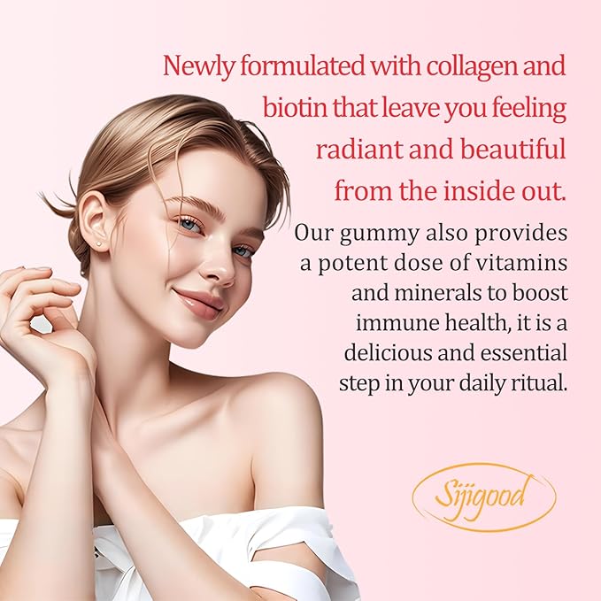 Collagen Gummies for Women Men, Women Over 50, Collagen Peptides Protein Type I,II,III,V,X with Biotin Keratin Vitamin C A D E B12 K2 for Skin Hair Nails Immunity Energy 60 Strawberry Flavored Gummies
