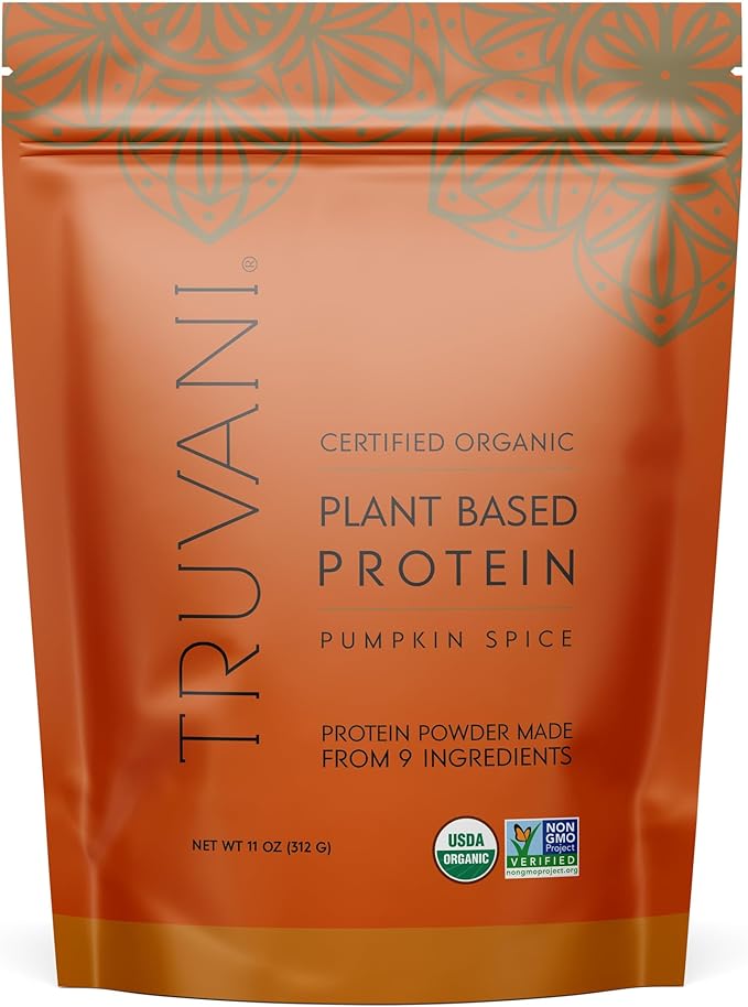 Truvani Vegan Pea Protein Powder | Pumpkin Spice | 20g Organic Plant Based Protein | 10 Servings | Keto | Gluten & Dairy Free | Low Carb | No Added Sugar